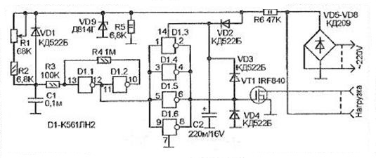 Фазовый регулятор мощности на ключевом полевом транзисторе